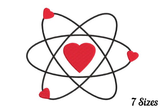 Atom Icon Heart Embroidery Design