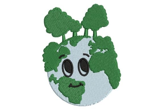 Earth Day Smile Embroidery Design