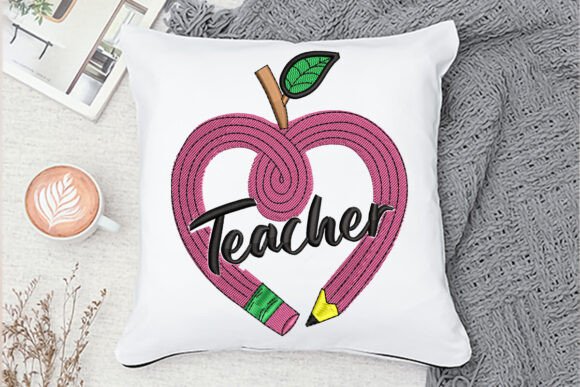 Pencil Teacher Embroidery Design